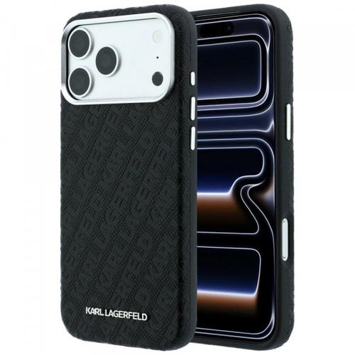 Husa MagSafe pentru Apple iPhone 18 Pro Max / 17 Pro Max, Karl Lagerfeld, Grained Metal Logo, Neagra
