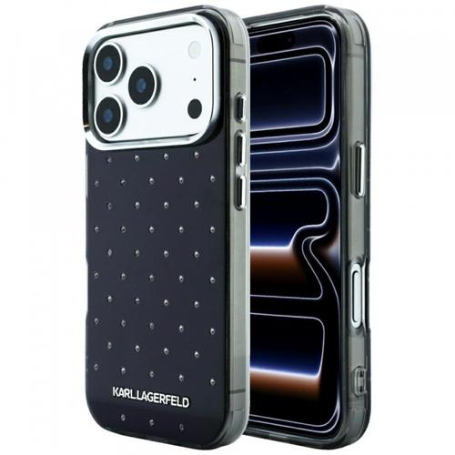 Husa pentru Apple iPhone 18 Pro Max / 17 Pro Max, Karl Lagerfeld, IML Rhinestones and Electroplated Logo, Negru