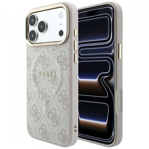 Husa MagSafe pentru Apple iPhone 18 Pro / 17 Pro, Guess, 4G Embossed Classic, Roz