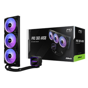 Cooler CPU AIO ASRock Pro White 360 ARGB, Racire cu lichid, 3x120mm, 2100 RPM, 62.6 CFM (Negru)