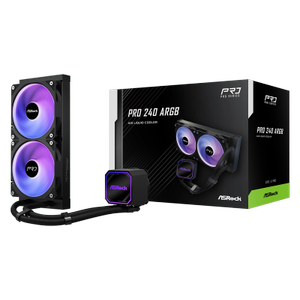 Cooler CPU AIO ASRock Pro 240 ARGB, Racire cu lichid, 2x120 mm, 2100 RPM, 62.6 CFM (Negru)