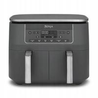 Friteuza cu aer cald Ninja Airfryer Foodi Pro DualZone DZ300, 2400W, 7.6L, 6 functii de gatit, 2 cosuri de 3.8L, functie Max Crisp, functie deshidratare, panou digital, temperatura maxima 240 grade, cosuri si placi cu invelis ceramic (Gri)