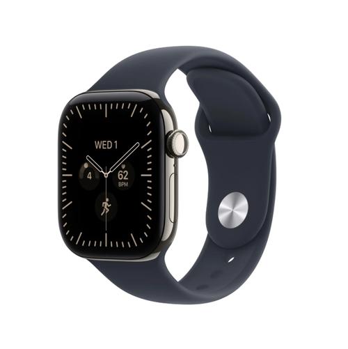 Smartwatch Apple Watch 12, GPS + Cellular, 42mm, Ecran Retina LTPO OLED, Chip S11 cu Procesor Dual-Core, 64GB Flash, Wi-Fi, Bluetooth, Carcasa Titanium, Curea Sport Band S/M (Gri)