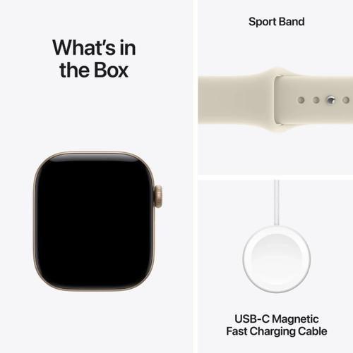 Smartwatch Apple Watch 12, GPS, 42mm, Ecran Retina LTPO OLED, Chip S11 cu Procesor Dual-Core, 64GB Flash, Wi-Fi, Bluetooth, Carcasa Aluminiu, Curea Sport Band M/L (Auriu)