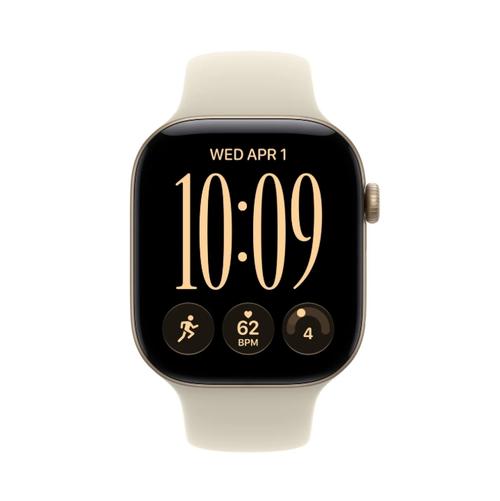 Smartwatch Apple Watch 12, GPS + Cellular, 46mm, Ecran Retina LTPO OLED, Chip S11 cu Procesor Dual-Core, 64GB Flash, Wi-Fi, Bluetooth, Carcasa Aluminiu, Curea Sport Band M/L (Auriu)