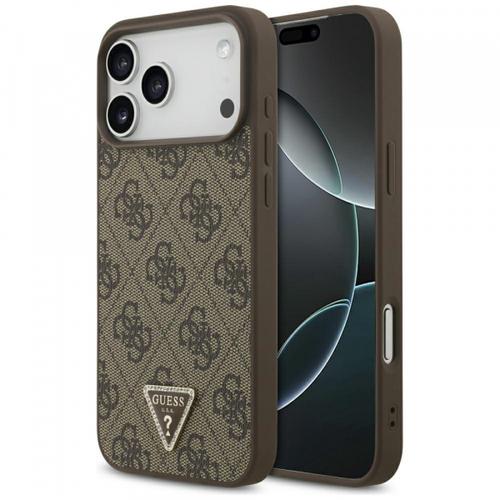 Husa MagSafe pentru Apple iPhone 18 Pro Max / 17 Pro Max, Guess, 4G Triangle Strass, Maro