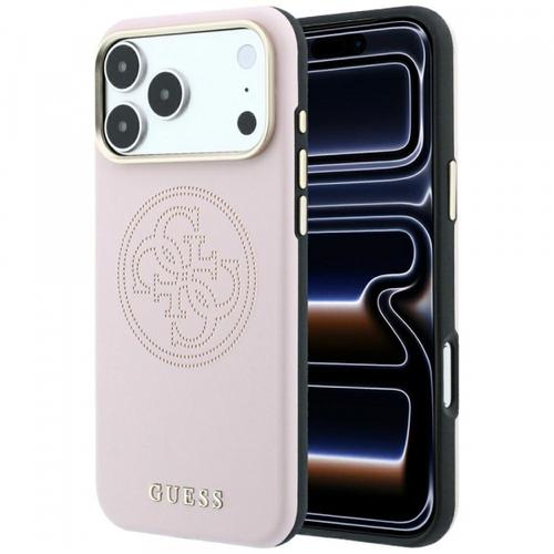 Husa MagSafe pentru Apple iPhone 18 Pro / 17 Pro, Guess, Perforated 4G, Roz