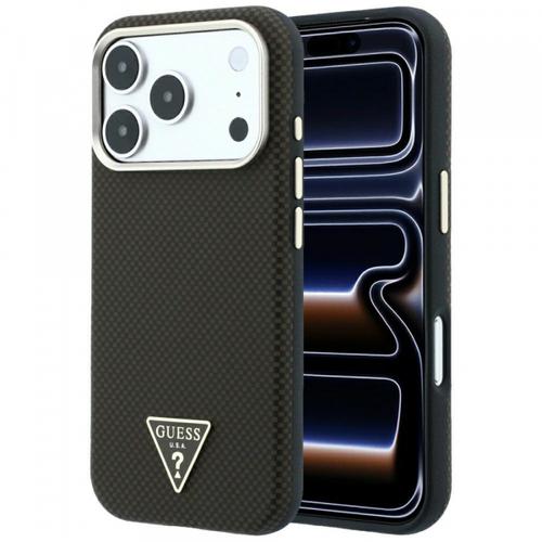 Husa MagSafe pentru Apple iPhone 18 Pro / 17 Pro, Guess, Kevlar Triangle Logo, Maro
