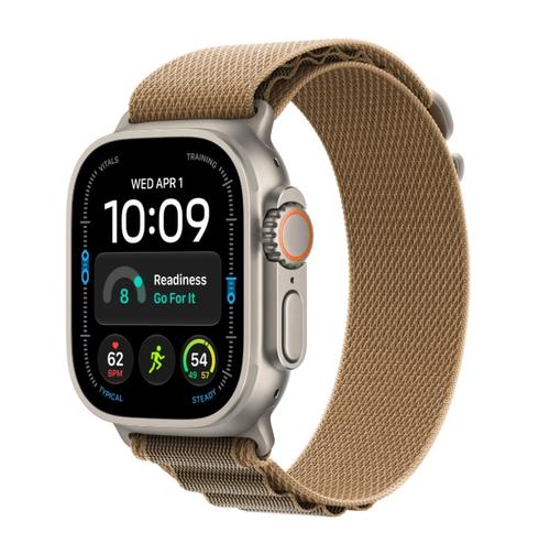 Smartwatch Apple Watch Ultra 4, GPS + Cellular, 49mm, Ecran Retina LTPO OLED, Chip S11 cu Procesor Dual-Core, 64GB Flash, Wi-Fi, Bluetooth, Carcasa Titanium, Curea Alpine Loop Small (Argintiu)