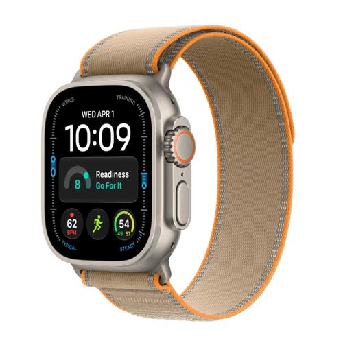 Smartwatch Apple Watch Ultra 4, GPS + Cellular, 49mm, Ecran Retina LTPO OLED, Chip S11 cu Procesor Dual-Core, 64GB Flash, Wi-Fi, Bluetooth, Carcasa Titanium, Curea Trail Loop M/L (Argintiu)
