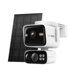 Kit camera supraveghere exterior wireless PT WiFi cu panou solar si lentila duala TP-Link Tapo C675D, 2 x 4K, 2.53 mm + 6 mm, IR/lumina alba 16 m, PIR, detectie AI, 10000mAh, alarma, microfon, difuzor, slot card, auto tracking