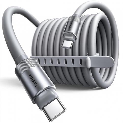 Cablu Date si Incarcare USB-C - USB-C Lisen L115, 100W, 3m, Gri
