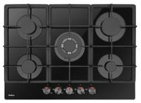 Plita incorporabila Amica PGCA7101ApB, Gaz, 5 arzatoare, Wok, Gratare din fonta, Sticla, Aprindere electrica, 70 cm (Negru)