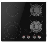 Plita incorporabila Amica PCG64102, Gaz+Ceramica, Gratare Fonta, Aprindere electrica, 59.2 cm (Negru)