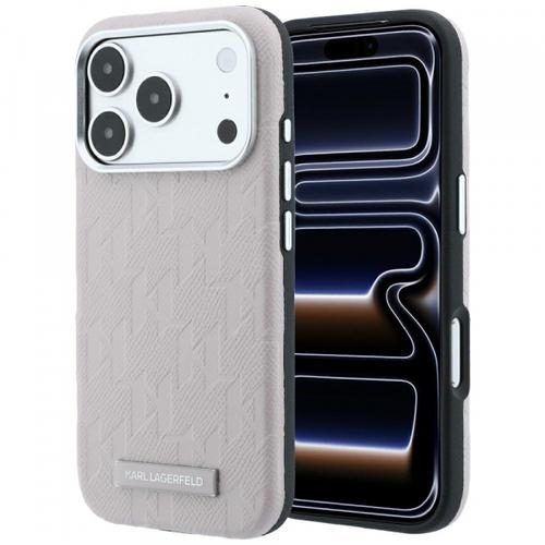 Husa MagSafe pentru Apple iPhone 18 Pro / 17 Pro, Karl Lagerfeld, Grained Mono Resin Logo, Roz
