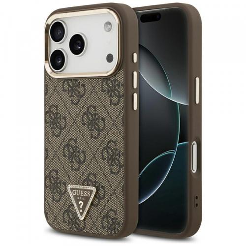 Husa MagSafe pentru Apple iPhone 18 Pro / 17 Pro, Guess, 4G Triangle Logo, Maro