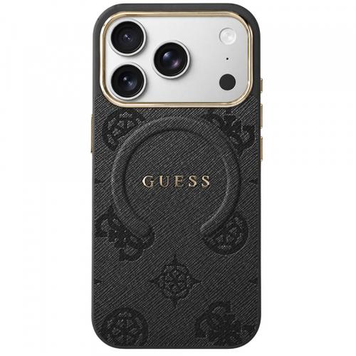 Husa MagSafe pentru Apple iPhone 18 Pro / 17 Pro, Guess, 4G Embossed Ring Classic Logo, Neagra