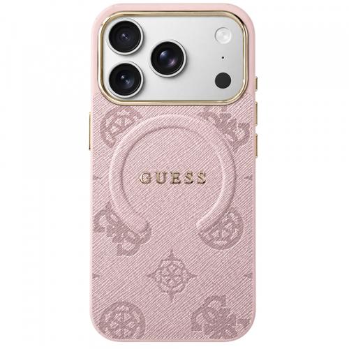 Husa MagSafe pentru Apple iPhone 18 Pro Max / 17 Pro Max, Guess, 4G Embossed Ring Classic Logo, Roz