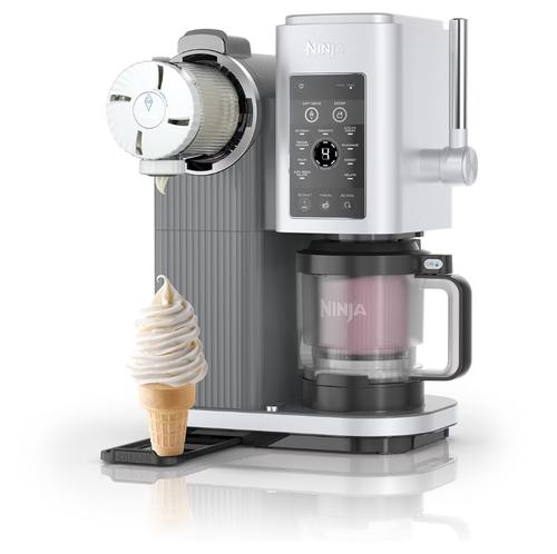 Aparat inghetata la cornet Ninja CREAMi Swirl NC701EU, 13-in-1, maneta 3 viteze pentru cornete, 13 programe, 6 moduri clasice Creami pentru milkshake, gelato si sorbet, 2 boluri 480 ml (Gri)