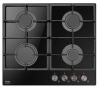 Plita incorporabila Amica PGCA6100ApB, Gaz, 7.4 kW, 4 arzatoare, FlameControl, Gratare din fonta (Negru)
