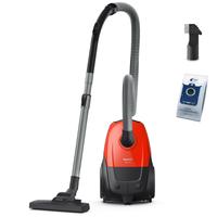 Aspirator cu sac Philips XD1111/10, 750 W, Sac 3 L, Filtru HEPA (Negru/Rosu)