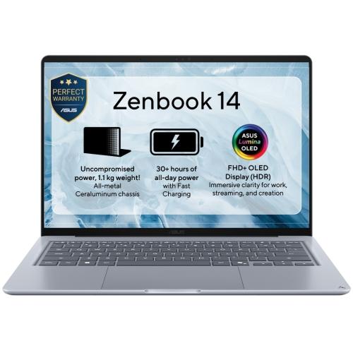 Laptop ASUS Zenbook 14 UX3480QA (Procesor Qualcomm Snapdragon X X1-26-100, 14inch WUXGA, 16GB, 512GB SSD, Qualcomm Adreno, Windows 11 Home, Albastru)