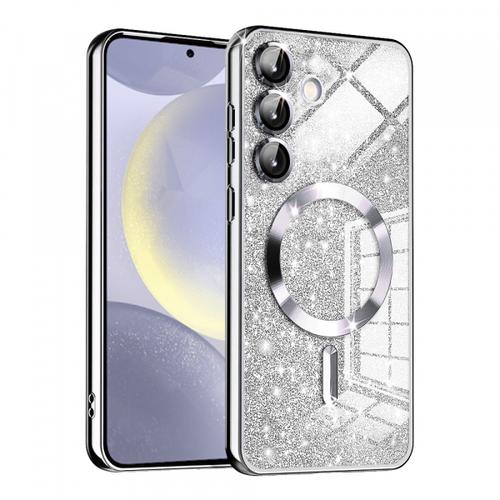 Husa MagSafe pentru Samsung Galaxy S24+ S926, Techsuit, Luxury Glitter, Argintie
