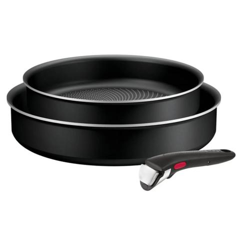 Set de 3 piese Tefal Ingenio Generous Cook L3129053, tigaie de 22/26 cm, maner detașabil, indicator Thermo Signal, invelis antiaderent Titanium
