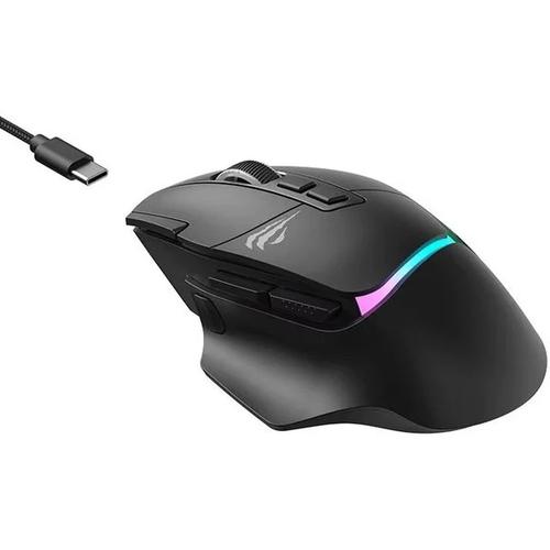 Mouse Gaming Havit MS967WB RGB, Wired/Wireless 2.4 GHz/Bluetooth, 22000 dpi, Negru