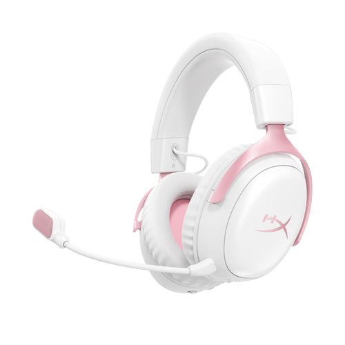 Casti Gaming HyperX Cloud III S, DTS, USB Wireless 2.4Ghz, Bluetooth (Alb/Roz) - Imagine 1
