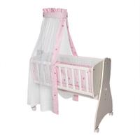 Nou! Set lenjerie pat 7 piese, bumbac ranforce, pentru pat balansoar Lorelli First Dreams Butterflies Pink