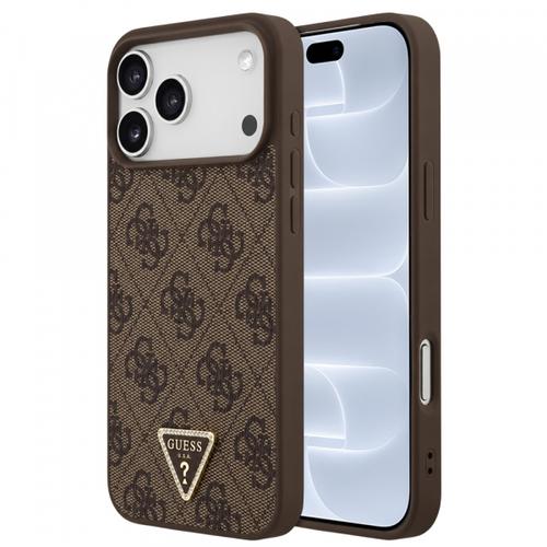 Husa MagSafe pentru Apple iPhone 18 Pro / 17 Pro, Guess, 4G Triangle Strass, Maro
