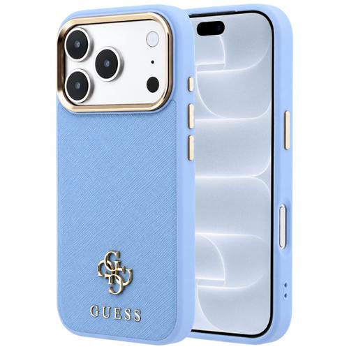 Husa MagSafe pentru Apple iPhone 18 Pro / 17 Pro, Guess, Saffiano Small 4G Classic, Bleu