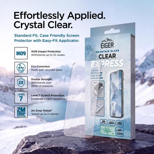 Folie Sticla Eiger EGSP01194 Mountain Glass GRS Express iPhone 18 Pro Max / 17 Pro Max, cu aplicator inclus (Transparent)