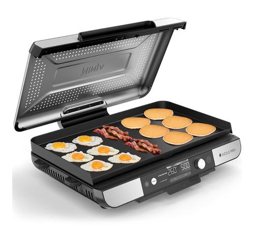 Gratar electric Ninja Sizzle Pro XL GX101EU, 1800W, 2 placi cu invelis ceramic grill si plita, 120°- 260°C, capacitate 10 burgeri, tehnologie ProTemp IQ, display digital, capac detasabil (Inox)