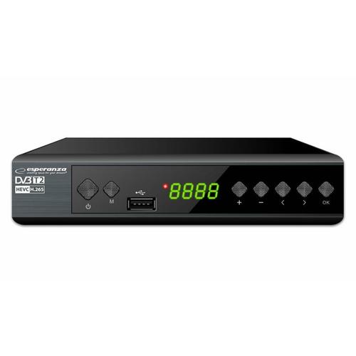 Tuner digital Esperanza EV111P DVB-T2 H.265/HEVC, Negru