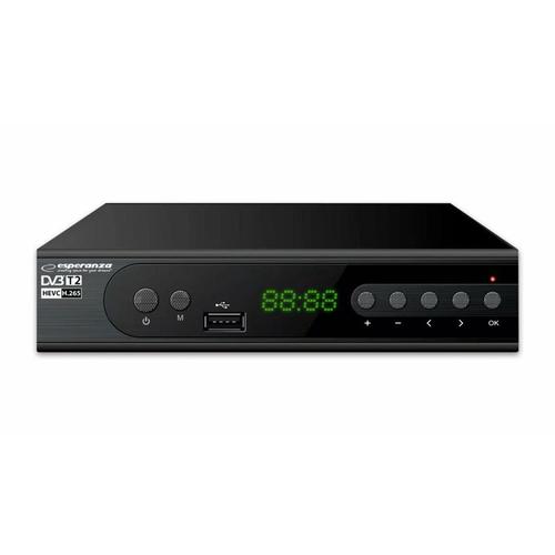 Tuner digital Esperanza EV106R DVB-T2 H.265/HEVC, Negru