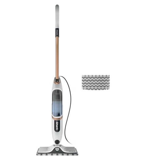 Mop electric cu abur Shark SteamSpot S2001EU, 1200W, tehnologie Jet Steam Blaster, elimina bacterii fara chimicale, lavete reutilizabile, rezervor de apa detasabil 0.5l, 3 moduri de curatare, cablu de alimentare 5.5m (Alb)