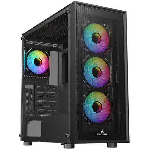 Carcasa ALPHAGEAR Juggernaut ARGB, Middle Tower, Sticla securizata (Negru)