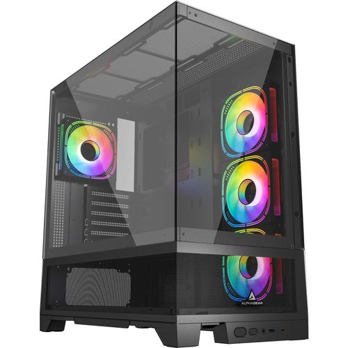 Carcasa ALPHAGEAR Mirage mark 1 V2 ARGB, Middle Tower, Tempered Glass (Negru)