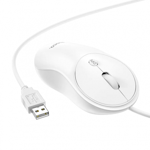 Mouse Wired USB HOCO GM13, 1600DPI, Alb - Imagine 1
