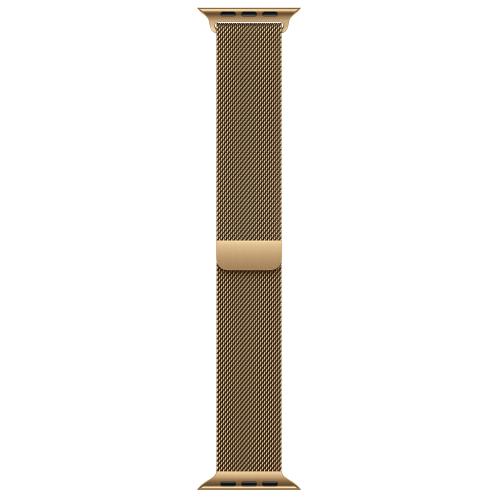 Curea pentru Apple Watch 46mm, Radiant Gold Milanese Loop, S/M