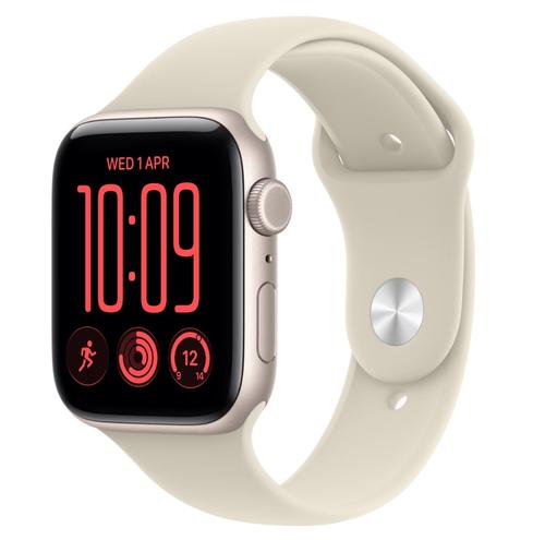Smartwatch Apple Watch SE3 2026, GPS, 44mm, Ecran Retina LTPO OLED, 64GB Flash, Wi-Fi, Bluetooth, Curea Sport Band M/L (Bej)