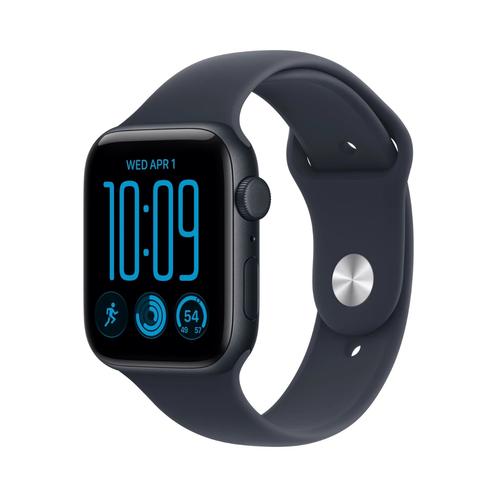 Smartwatch Apple Watch SE3 2026, GPS, 44mm, Ecran Retina LTPO OLED, 64GB Flash, Wi-Fi, Bluetooth, Curea Sport Band M/L (Negru)