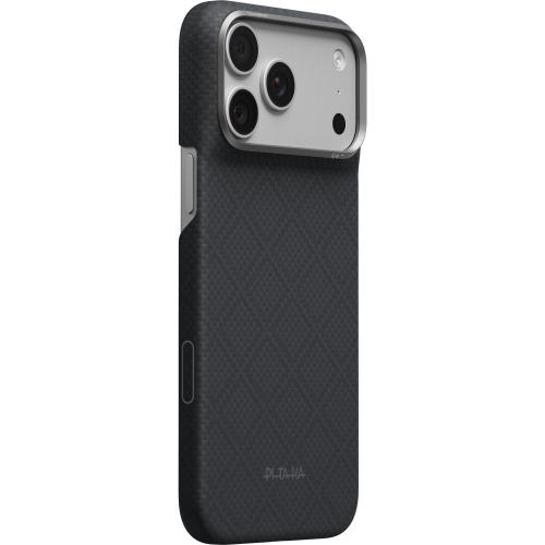 Husa Pitaka Edge Case Argyle KI1815PM, ultra-subtire din fibra aramida, compatibila MagSafe si PitaTap, pentru iPhone 18/17 Pro Max (Negru)