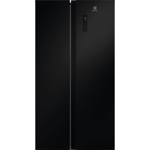 Side-By-Side Electrolux EAT6ME53E0, 530 l, No Frost, Clasa E, H 1.77 m, Sticla (Negru)