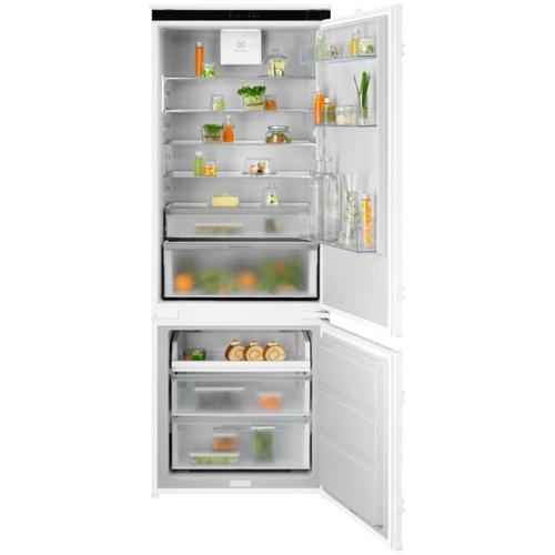 Combina frigorifica incorporabila Electrolux ENG8TD75S, 375 l, Seria 700, No Frost, Multiflow, Usa reversibila, Control electronic, Semnal acustic, clasa D, H 189 cm (Alb)