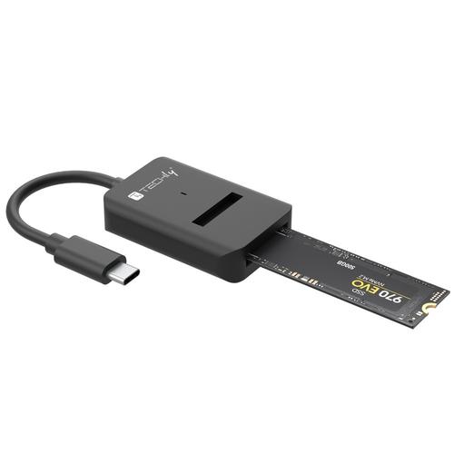 Adaptor profesional SSD M.2 USB-C la NVMe/SATA, Techly IADAP USB32-SATASSD (Negru)