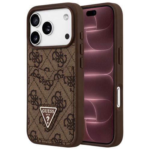 Husa pentru Apple iPhone 18 Pro Max / 17 Pro Max, Guess, 4G Double Card Triangle, Maro
