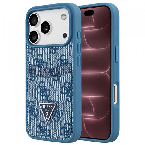 Husa pentru Apple iPhone 18 Pro Max / 17 Pro Max, Guess, 4G Double Card Triangle, Albastra